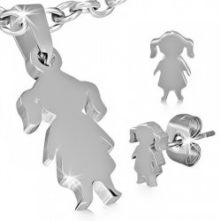 Set inox cu fetite cercei cu pandant [1]